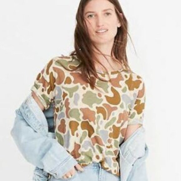MADEWELL‎  Whisper Cotton Camo Print Crewneck Tee Size Medium - Picture 1 of 8
